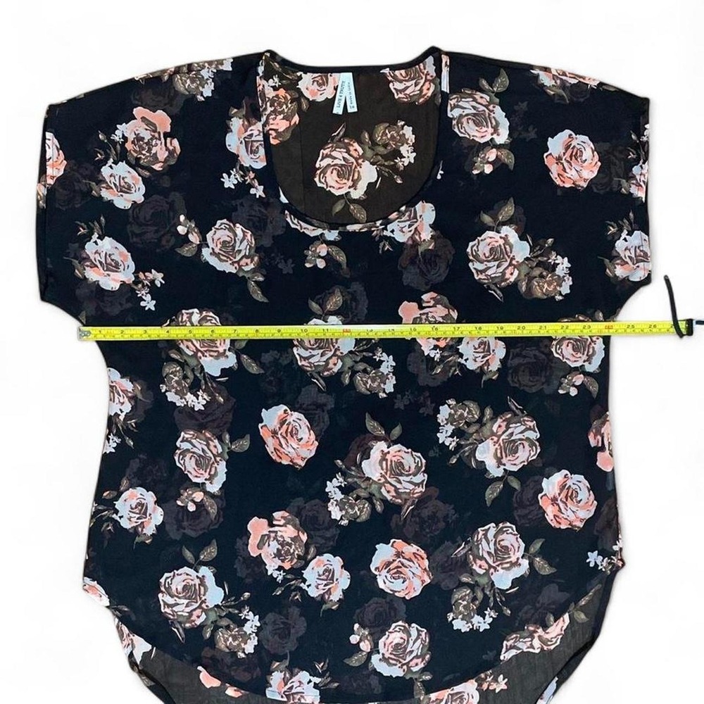 Floral Sheer High-Low Blouse, Live 4 Truth, Women's 1X, Black, Fairy Grunge Boho - Picture 5 of 8